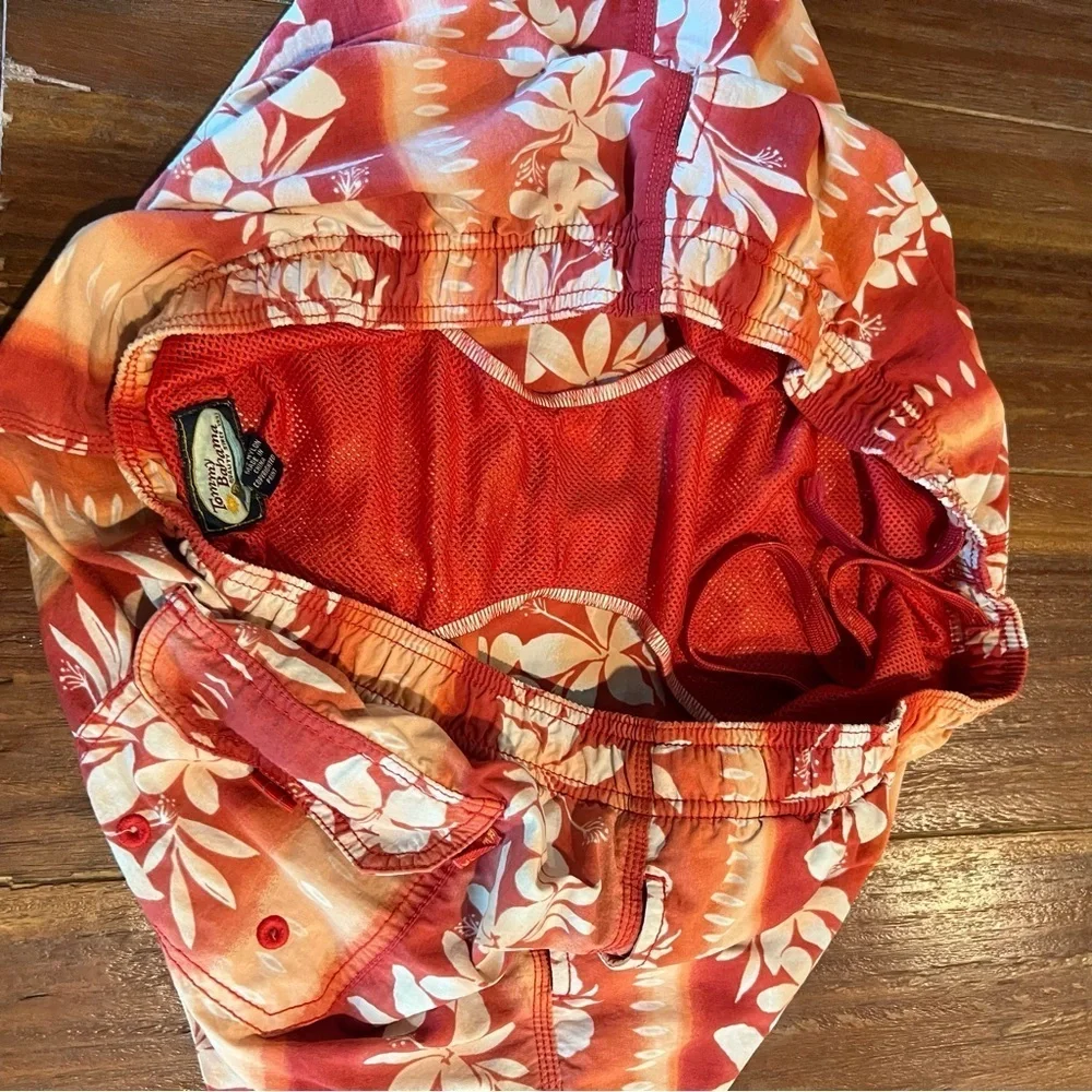 Tommy Bahama Men’s Swim Trunks Shorts Hawaiian Orange Size Large